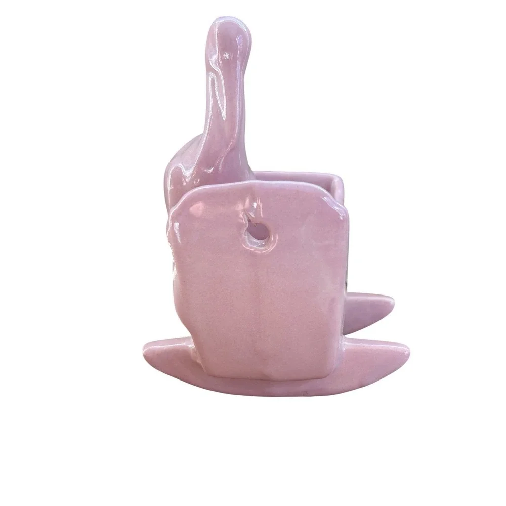 Haeger Pottery Pink Stork & Cradle Baby‎ Nursery Planter Wall Pocket W/sticker